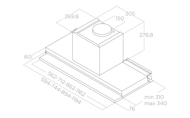 Аспиратор за пълно вграждане Elica Boxin Dry 60
